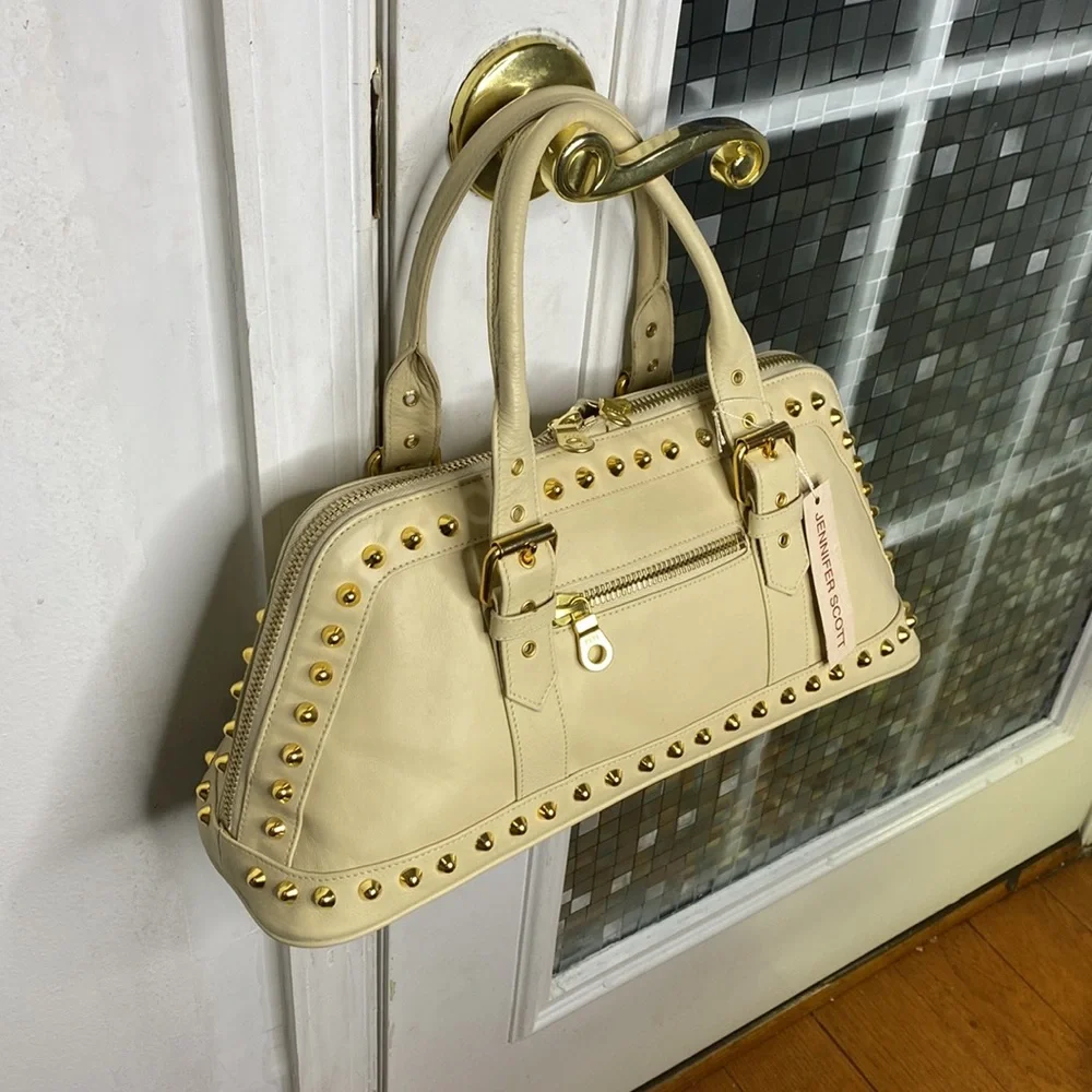 💕 Jennifer Scott Mahsa vixen bone Italian leather satchel gorgeous $559 💕